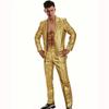 Traje de Lentejuelas Bronceado para Hombre Disco cos Fiesta Escenario Club Nocturno Brillante Genial Traje de Actuación traje