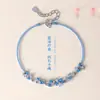 Pulsera de Piedra Ojo de Gato Flor de Cristal Cuerda de Mano Pulsera en Capas para Mujer, Pulsera de Piedra Ojo de Gato Cristal Fresca y Dulce de Gama Alta