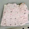 Venda Direta da Fábrica Novos Pijamas Femininos Manga Longa Calça Longa Cardigã Desenho de Cachorro Fofo Gola Revers Roupão de Casa Atacado