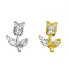 Pendientes de Tulipan de Zirconia Transfronterizos, Pequeños y Delicados, Nuevo Estilo Verano 2025 Pendientes Elegantes para Mujer, Clavos para Hélice