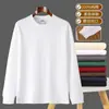 Suéter de Algodón Puro con Puño Acanalado de Manga Larga, Diseño Transfronterizo Personalizado 220g, Talla Grande Versátil Camiseta Básica, Pedido Mínimo Una Pieza