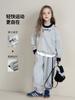 Conjunto Tutu Elefantito Niños y Niñas 2026 Principios de Otoño Nuevo Sudadera Bordada Cuello Redondo Pantalón Casual Falda Corta Conjunto de Tres Piezas
