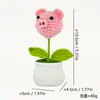 Cabeza de Animal Tejida a Crochet Hecha a Mano Planta en Maceta Cabeza de Oso Cabeza de Cerdo Cabeza de Mickey y Minnie Dibujos Animados Creativos Adornos de Escritorio