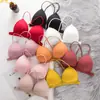 Ropa interior estilo japonés para mujer comercio exterior sujetador de copa triangular francés espalda bonita sujetador con botón delantero tirante cruzado tirante de espalda bonito transfronterizo