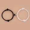 Pulsera Magnética de Hebilla Negra y Blanca en Forma de Corazón, Cuerda de Milán Trenzada, Pulsera Ajustable para Pareja o Mejor Amiga, Moda y Tendencia