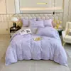 Suave juego de ropa de cama de lujo con estampado floral rosa, tela cepillada de doble cara engrosada, fresco y dulce, adecuado para todas las estaciones en el dormitorio