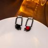 Aguja de Plata nicho oscuro Halloween encantadores pendientes de circón cadena larga de borla de alta calidad pendientes asimétricos