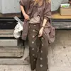 Pantalones de pijama de algodón y seda para casa de verano, longitud de nueve puntos, talla grande, pantalones casuales holgados a cuadros para casa, cómodos 05