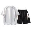 Conjunto de camiseta masculina de manga curta para verão, fino e fresco, com roupa masculina bonita