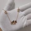 Fanjia V Oro Versión Alta Collar Trébol de la Suerte Cadena Clavícula CNC Diamante Completo Dulce Oro Rosa 18K Fábrica
