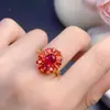 Rubí Recién Extraído + Anillo de Rubí, Piedra Principal de Rubí Fino 6*8 3*4mm, Plata S925 Incrustada con Precisión