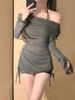 Traje de baño para mujer Bikini de hombro dividido Adelgazante Sexy Push-up para pecho pequeño 2025 Nuevo Blusa de manga larga para aguas termales