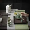 Juego de Té Completo de Celadón del Horno Yue de las Dinastías Tang y Song, Juego en Caja de Regalo, Juego de Té Kung Fu para Uso Doméstico, Juego de Té de Regalo con Tapa de Flor