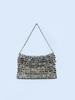 Bolso de Lentejuelas Metálicas Vintage plateado para Mujer 2024 Nuevo Bolso de Llegada Tejido a Mano de Alta Gama Portátil de Hombro Sobaco