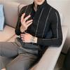 Camisa de manga comprida listrada de posicionamento branco masculino de negócios slim formal wear moda 2023 Camisa da moda de verão com tudo combinando