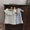 Camiseta sin mangas de verano estilo INS para bebé niña, con lunares y cuello con volantes, camiseta básica a la moda estilo coreano