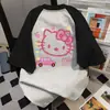 Camiseta de Manga Corta con Estampado de Gatito de Dibujos Animados '2026 Summer Fun' para Mujer Marca de Moda Estilo Pareja Estilo Universitario Top Versátil