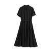 Vestido Pregueado Estilo Hepburn Francês Emagrecedor Cintura Camisa Saia Gola Polo Redutor de Idade Saia Preta Pequena Drapeada Roupa de Trabalho