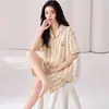 Moda de Verano Nuevo Estilo Pijama de Algodón Puro de Manga Corta y Pantalones Cortos que Absorben la Humedad para Mujer Conjunto Cómodo y Fresco para Estar en Casa