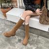Botas Altas para Mujer 2025 Otoño Nuevo Estilo Piel Genuina Retro Europeo Versátiles Hasta la Rodilla Delgadas Botas de Moda