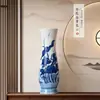 Vaso de Flores de Porcelana Azul e Branca, Vaso de Porcelana Azul e Branca com Lótus Pintado à Mão de Jingdezhen, Decoração para Hotel e Pousada, Vaso Artesanal de Estilo Chinês