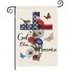 Popular Bandera de Jardín del Día de la Independencia de Amazon Perro Estrella Estampado Material de Lino Bandera Decorativa Americana para Exteriores