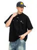 Nanxia Nuevo Estilo de Verano Retro Americano Sencillo Casual Manga Corta de Moda Camiseta con Letra Unisex Holgada