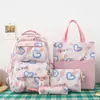 Mochila Escolar de Cuatro Piezas para Estudiantes de Primaria Estilo Coreano Gran Capacidad Ligera Mochila Versátil para Estudiantes de 3º a 6º Grado de Secundaria