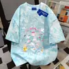 Camiseta Harajuku Estilo Retro Verão Algodão 100% Puro Solta Modeladora Tie-Dye Gola Redonda Manga Curta Tops Tendência para Homens e Mulheres Casais