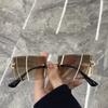 Gafas de Sol de Marco Pequeño Sin Marco Super Cool Estilo Cóncavo Ins Celebridad Cibernética Color Oscuro Moda Coreana Personalizadas Moda Gafas de Sol para Mujer Cara Redonda