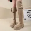 Botas altas de terciopelo de doble uso para mujer, nuevo estilo 2026, suela gruesa, adelgazantes, que aumentan la altura, botas de jinete, tacón grueso, para usar por fuera, botas altas hasta la rodilla ajustadas