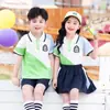 2023 nuevo verano ropa de clase de escuela primaria jardín de infantes ropa de jardín traje de manga corta de verano estilo universitario graduación escuela para niños