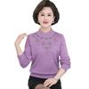 Suéter de otoño e invierno para mujer de mediana edad y anciana, suéter de cuello semialto de diamantes de moda adecuado para más de 50 camisas base de madre