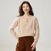 Camiseta básica de punto con cuello redondo, 35% cachemir, nueva colección otoño/invierno 2026 para mujer, de alta gama, versátil, top de corte holgado, suéter