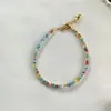 Pulsera de Turmalina Cristal Arcoíris Color Caramelo Gema Natural Nicho Lujo Ligero Sentido de Alta Gama Pulsera Pulsera de Perlas para Mujer