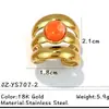 Anillo Yusen de Acero Inoxidable con Piedra Natural Europea y Americana Joyería de Mano para Mujer Nicho Lujo Accesible Anillo de Acero de Titanio que No se Desvanece Joyería Transfronteriza