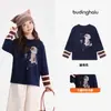 Pudding Haru colección de invierno, ropa para niñas, top con estampado de dibujos animados, nuevo estilo de invierno 2026, lindo conjunto de dos piezas de camiseta de manga larga para niños