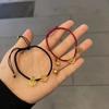 Pulseira de sino de cristal de morango com tremores rápidos na mão para mulheres casais corda de mão trançada presente para namoradas casal