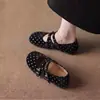 Zapatos Mary Janes Juveniles Estilo Coreano 2026 Tela Texturizada de Lunares Diseño de Hebilla Cómodos para Salir de Compras Zapatos de Mujer