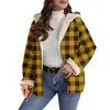 Jaqueta com Capuz e Zíper Casual Moda Feminina Outono 2025 com Estampa Xadrez Europeia e Americana para Amazon Cross-Border