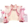 Set completo de artículos de decoración para compromiso, incluyendo tablero KT, cortinaje y pared de fondo, con un toque de alta gama, adecuado para ceremonias de compromiso y decoraciones de mesa de banquetes de boda