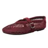 Zapatos de Ballet con Aumento Oculto de 5 cm, Malla Transpirable con Pedrería, Zapatos Planos Mary Jane, Sandalias de Cuña para Mujer, Transpirables de Verano