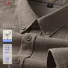 Camisa masculina de algodão puro escovado de manga longa, estilo business casual, nova para outono e inverno, camisa lisa simples para homens