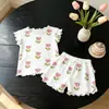 Conjunto de Verano para Niñas Seda de Hielo Suave Cómodo Ropa para Aire Acondicionado en Casa Chaleco para Bebé Shorts Pijama Conjunto Lindo