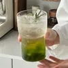 Copo de vidro com cintura para bebida fria, copo de água em camadas para café gelado Americano e suco de alto borossilicato, estoque de fábrica disponível para personalização