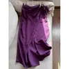 2026 Nova Saia Casual Slimming de Linho Tencel com Fenda Frontal Cor Sólida Longa Atacado N4Dq6111