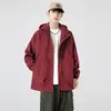 Chaqueta cortavientos e impermeable ligera de estilo japonés para exteriores, corte holgado con capucha para pareja, chaqueta de trabajo unisex para primavera y otoño