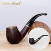 Cubo de madera de cobre de doble propósito, pipa seca de madera tallada a mano, pipa de tabaco, pipa de ébano curvada, pipa de madera maciza