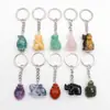 Cristal Natural Pedra Ágata 1 polegada Esculpido Pequeno Animal Chaveiro Pingente Pingente Acessórios para Joias DIY Transfronteiriço