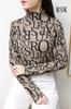 Camiseta Térmica de Cuello Medio de Lana Iónica, Top Versátil Cálido de Manga Larga para Otoño e Invierno, Ajuste Ceñido y Elegante Ropa Interior Estampada